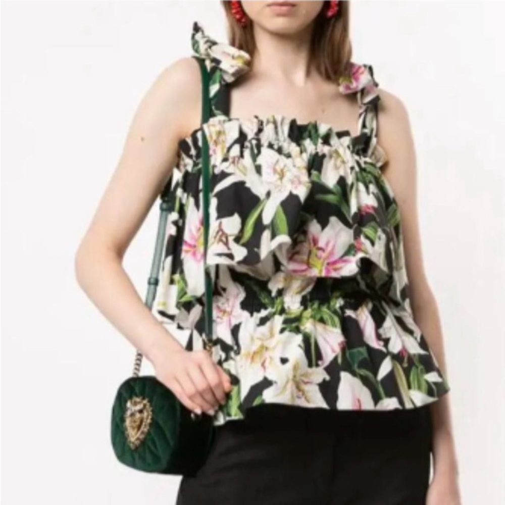 Dolce & Gabbana Lillium Ruffle Sleeveless Top